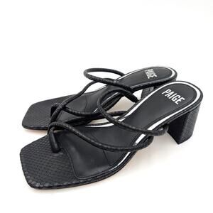 Paige Vanessa Snake Embossed Crisscross Slide Sandal Leather Black Size US7 EU38